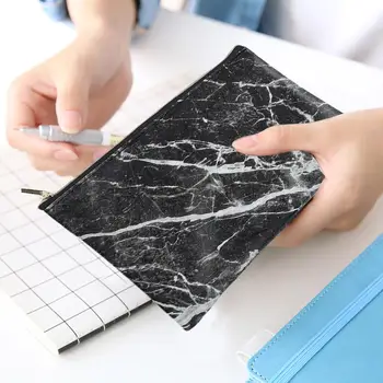 

Marble Pencil Bag Universal Durable PU Student Gifts Marble Pencil Box Storage Furl Makeup Storage Case