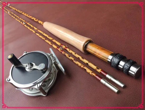 ZHUSRODS леопардовая расцветка бамбуковая удочка 6'" 4wt