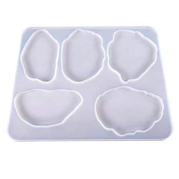 

Agate Slice Silicone Resin Mold, Irregular Coaster Mold with 5-Cavity, Epoxy Resin Mold for DIY Agate Coasters, Jewelry Holders