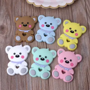 

Silicone Teether Pendant Bear Baby Teether BPA Free Chewable Teething Chew Toys
