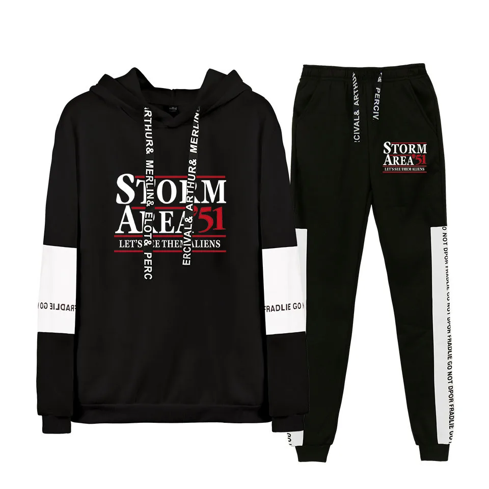 

Storm area 51 Activity 2D Alien Pringing Women's sports suit Black New Suit Long Sleeve 2019 Hot Hooodies Sweatshirt Pants Suit