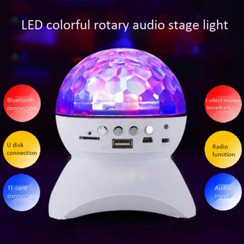 

New Rechargeable Wireless Bluetooth Speaker Light Controller LED Effect Light Party Lighting Multi-Color Rotating Stage Light