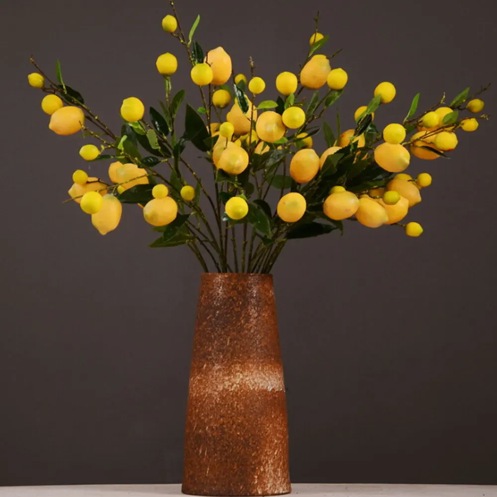 

92cm Home Decor Simulation Green Plant Artificial Fruit Flower Yellow Simulation Lemon Fruit Tree Branch