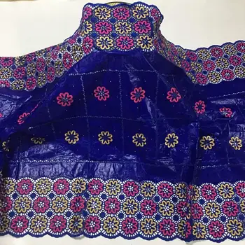 

Royal Blue With Embroidery African Cotton Bazin Lace Fabric With Cord Lace For Party Dress CBR17 (5Yards/Lot) Many Color