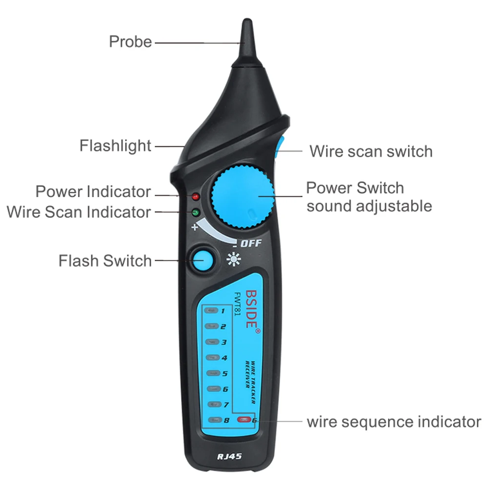 Telefone Wire Tracer, LAN Ethernet Tester, Detector