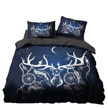 

Dreamcatcher Indian Elk Antlers Bedding Set Bedroom Decor Bedspread Microfiber Hypoallergenic Zipper 1PC Duvet Cover Pillowcase