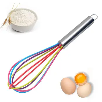

Egg Whisk Good Grips 10" Silicone Egg Whisk Rainbow Hand Mixing Egg Stiring Tools Non Stick Safe Egg Batter Mixer Egg Tools