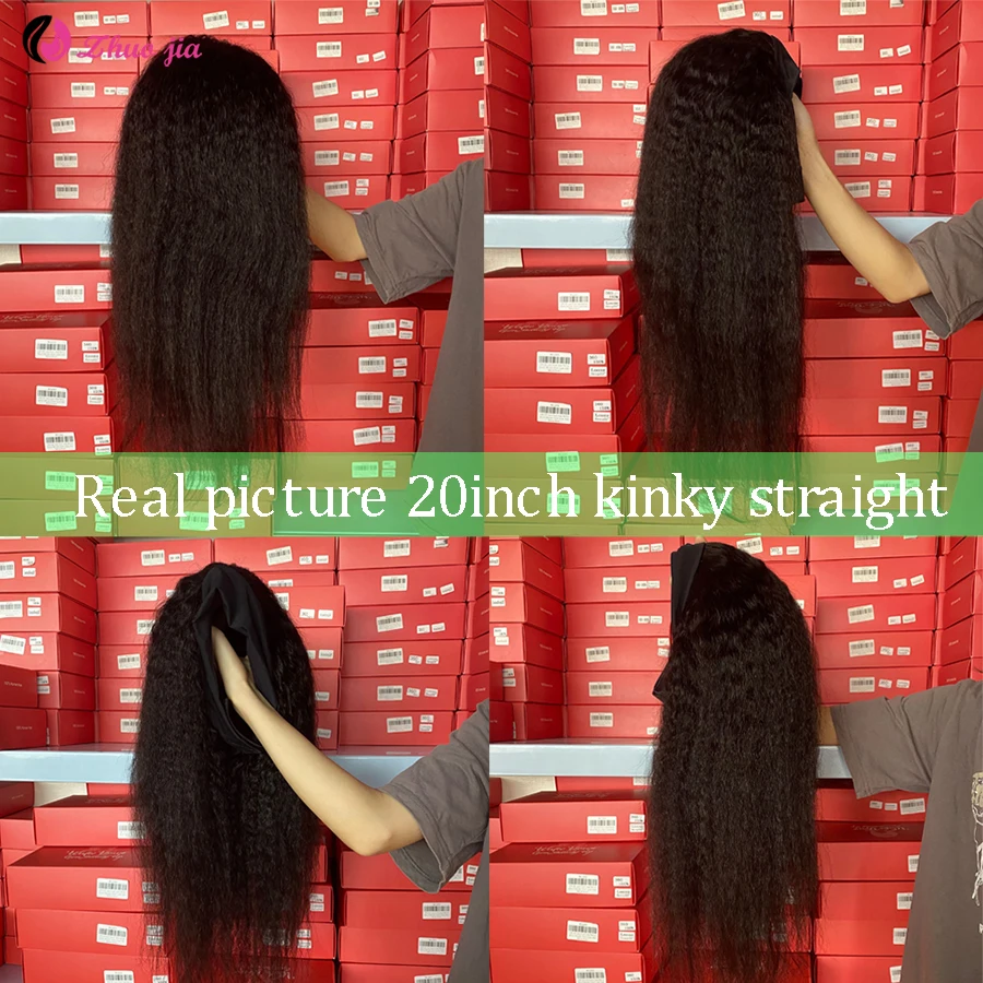 Headband Wig Human Hair Brazilian Kinky Straight Human Hair Wigs For Women Glueless Full Machine Made Wig With Headband Deep Wav