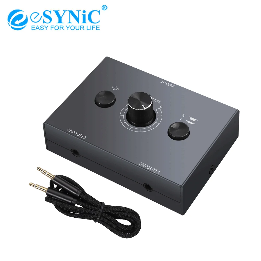 Esynic 2x1 1x2 3 5mm audio switch switcher splitter bi directional