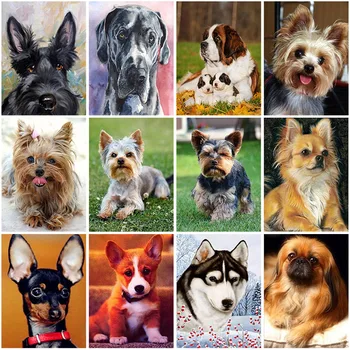 

Cute Dog 5D DIY Diamond Painting Full Round Drill Animals Diamond Embroidery Cross Stitch Picture of Rhinestones Home Decor