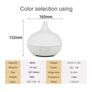 

7 Colors LED Ultrasonic Essential Oil Diffuser Mini Aromatherapy Air Humidifier 400ml with Remote