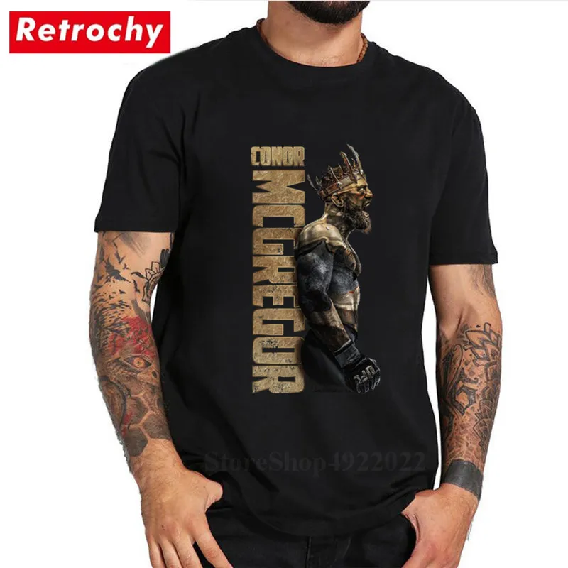 

2019 New Design Streetwear MMA T-shirt UFC Fighter The King Of Conor Mcgregor T Shirt Men Cool Print Short Sleeves Cotton Tshirt