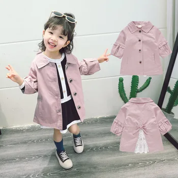 

Korean Style Spring Autumn Toddler Girls Jacket Windbreaker Loose Trench Outerwear Children Little Girl Trench Coat Kids Jackets