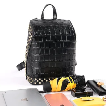 

1PCS New Leather Women's Bag Rivet Atmosphere Anti-theft Backpack Shoulder Bag