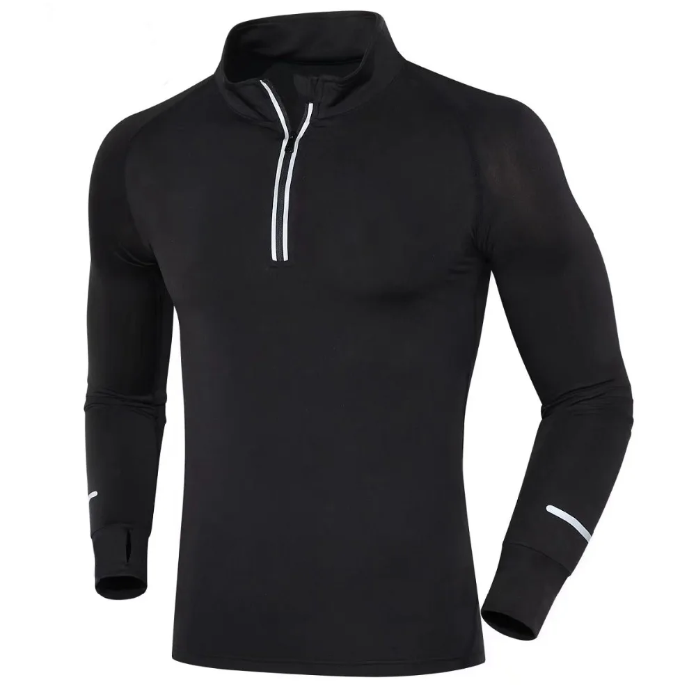 

Men Running T Shirts Long Sleeves Outdoor Basketball soccer Training fitness Jersey zipper Breathable Jacket Sports Clothing