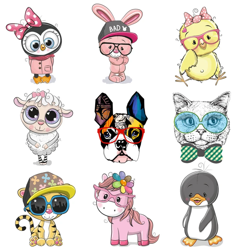 Милый Кот Единорог патч утюг на горный хрусталь заплатки в виде животных для