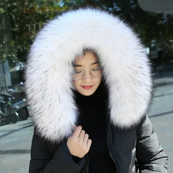 

Korean Version of The Neck Imitation Fur Raccoon Hair Shawl Women's Long Thicker Warm Winter Scarf Fur Collar