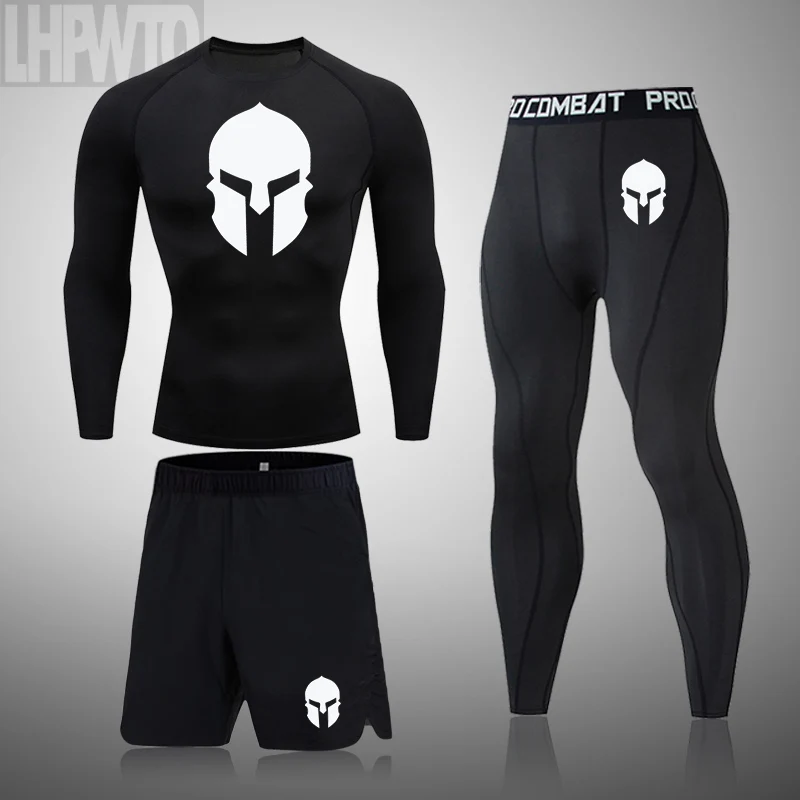 New Spartan Gym Men's Running Fitness Sportswear Athletic Training Clothes Sports Suits Workout Jogging Rashguard Kit | Спорт и