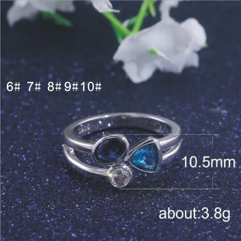 

Fashion statement irregular tri-color crystal titanium steel ring for woman new personality wedding banquet jewelry accessories