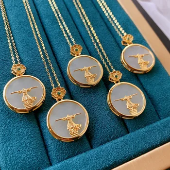 

LETSFUN S925 Silver Inlaid Hetian Jade Pendant Necklace