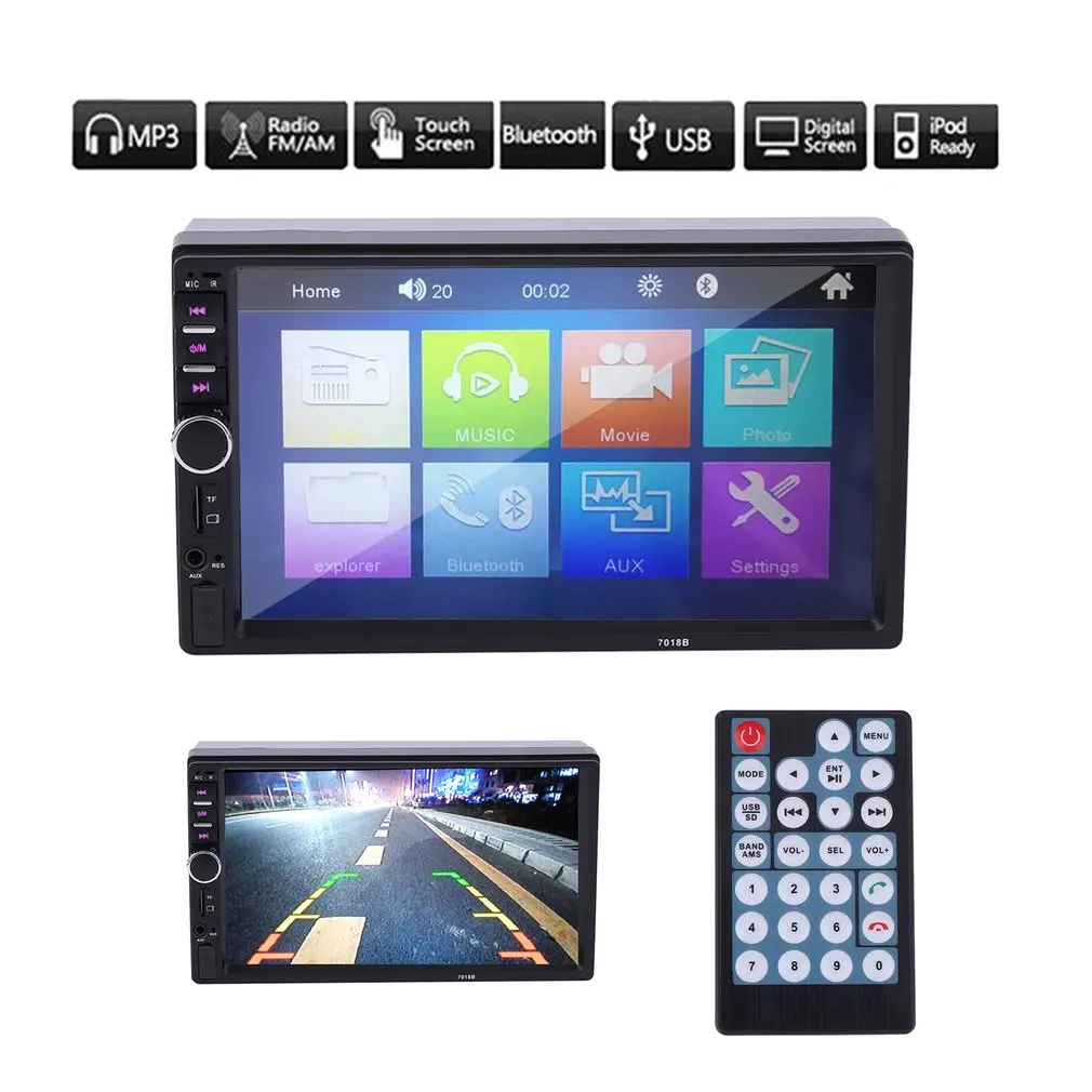 7'' 2 DIN In Dash LCD HD Touch Screen Car Stereo Radio MP5 Player AUX with LED/LCD Colorful Display
