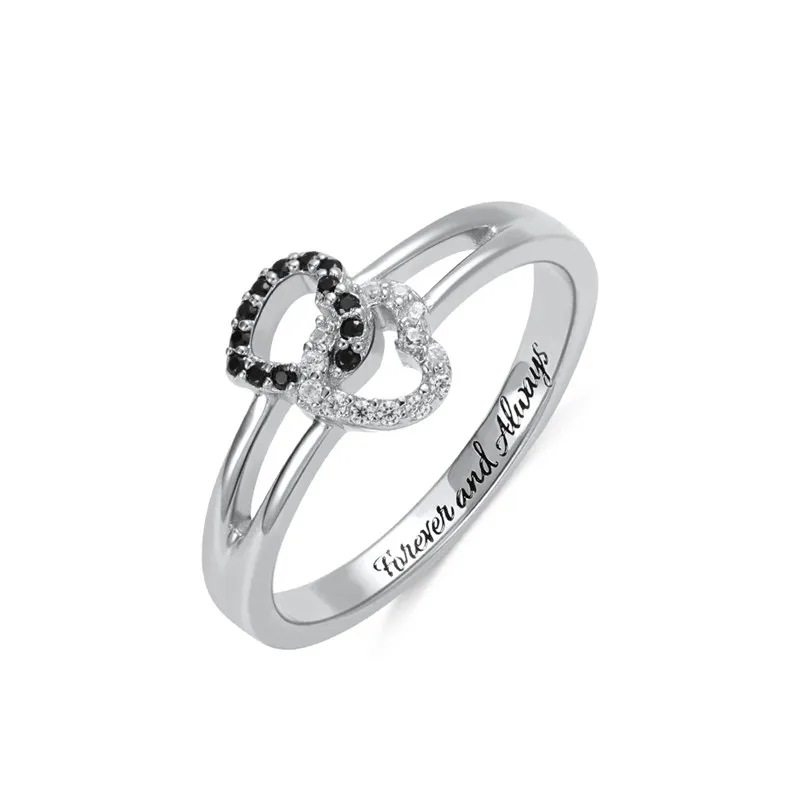 AILIN, женские обручальные кольца, 925 серебряные кольца, двойное сердце, камень, на заказ, гравировка, Индивидуальные ювелирные изделия, обручальное кольцо, ювелирное изделие