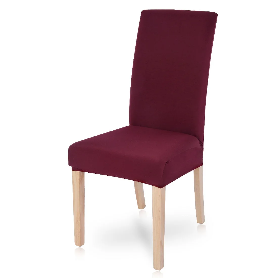 wine red 4/6pcs Solid Color Stretch Chair Cover Big Elastic Seat Chair Covers Slipcovers Restaurant Banquet Hotel Home Decoration - Color: wine red