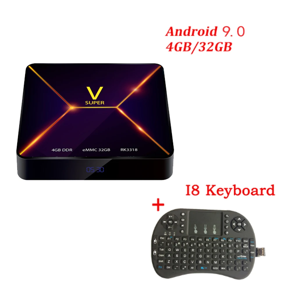  New Android 9.0 TV Box RK3318 Ram 4GB Rom 32GB Smart Internet Set Top Box 2.4G WIFI Bluetooth Suppo