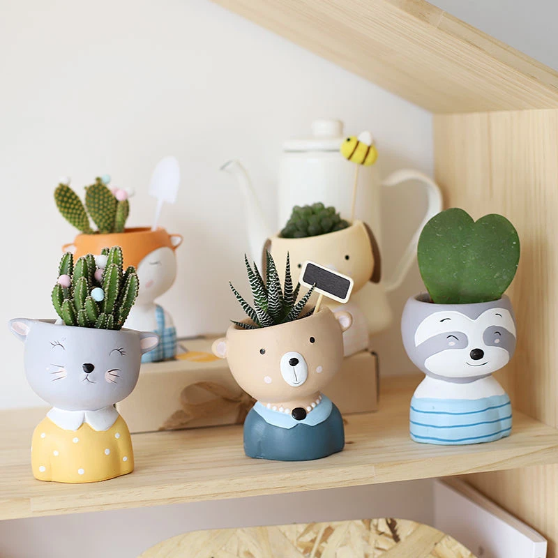 Pot De Fleur En Forme D Ours De Dessin Anime Poupee A Tete Tordue Respirant Peint En Ceramique Succulente Petit Pot De Fleur Ameublement D Interieur Pour La Maison Aliexpress