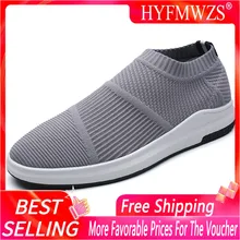 HYFMWZS/Летняя обувь из дышащего сетчатого материала; прогулочная обувь без застежки; мужские легкие кроссовки; Zapatos De Hombre; красная повседневная обувь на плоской подошве; 44