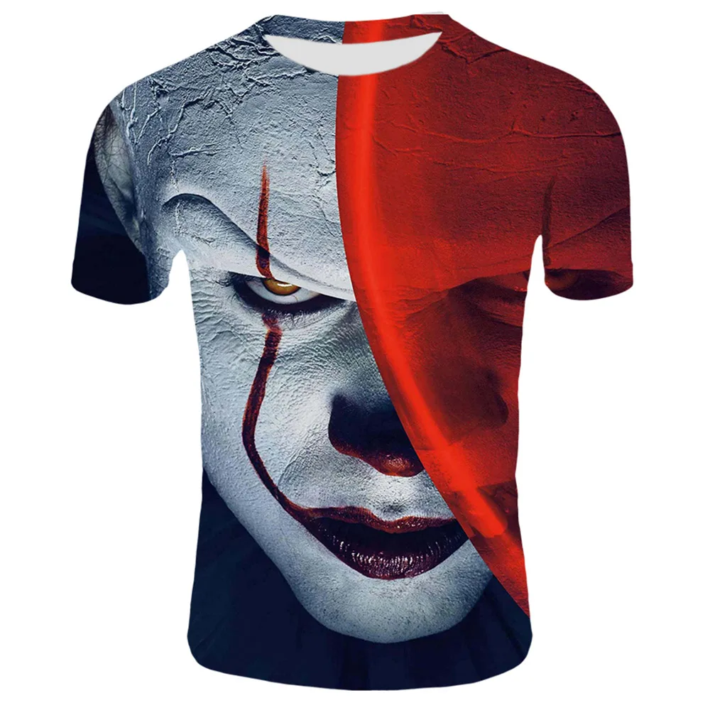 

MenTee Shirt Horror Movie Red Nose Clown Joker 3D Print Tshirt Men/Women Hip Hop Streetwear 80s/90s Boys Cool Clothes Man