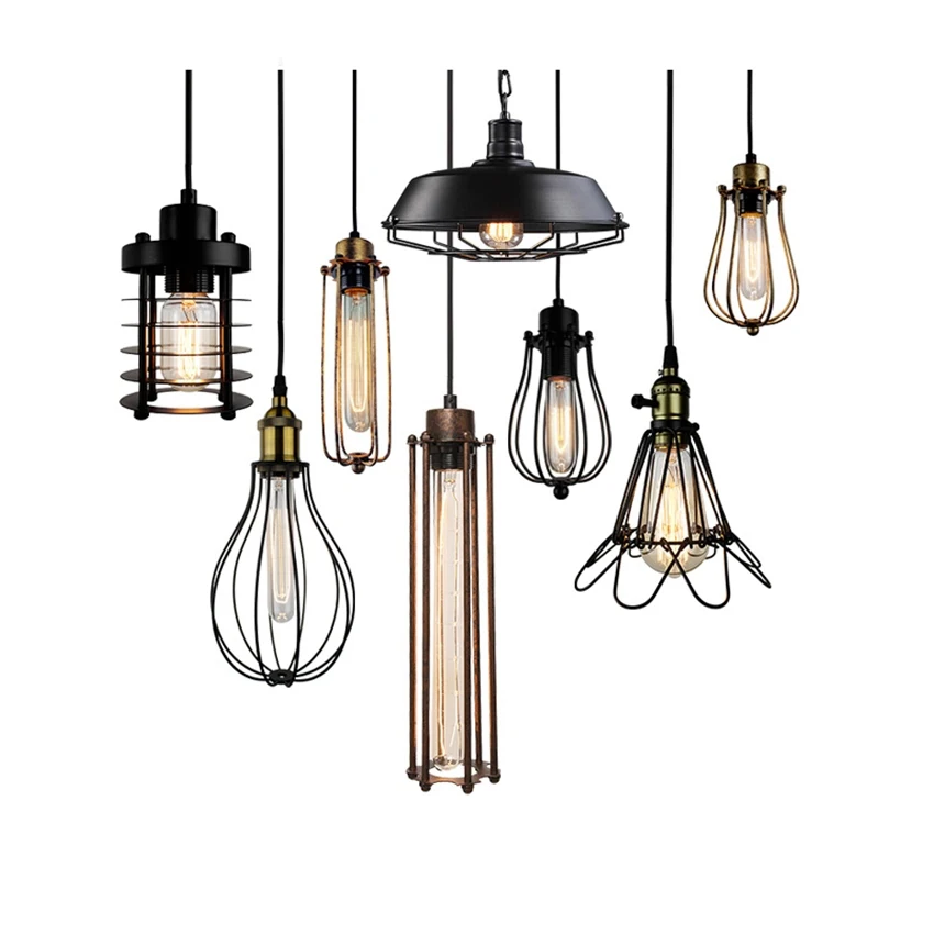 

Vintage Simple Loft LED Pendant Lights Black Metal Hanging Lamps Retro Cafe Luminaires Industrial Decor Lighting Fixtures