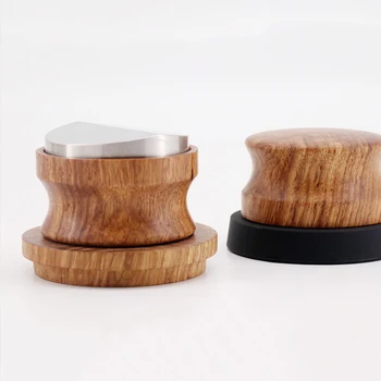 

Coffee Distributor Espresso Tamper 58mm Stainless Steel Coffee Tamper Base with Wooden Handle Coffee Leveler Tool RT88