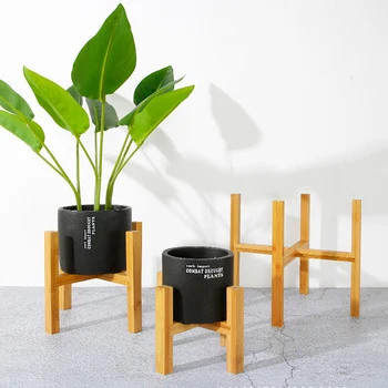 

Free Standing Bonsai Holder Home Balcony Wood Flower Pot Holder with Foot Pad Smooth Surface Modern Shelf FP8
