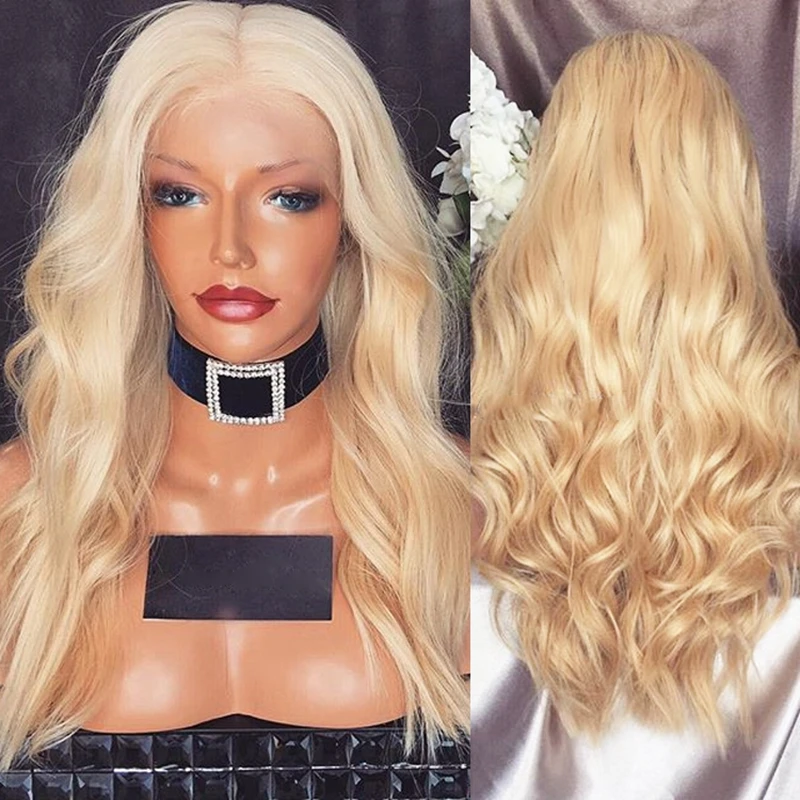 Synthetic Lace Front Wigs Blonde Color Natural Long Wavy Hair Futura With Hairline for Black Women Daily Wear | Шиньоны и парики