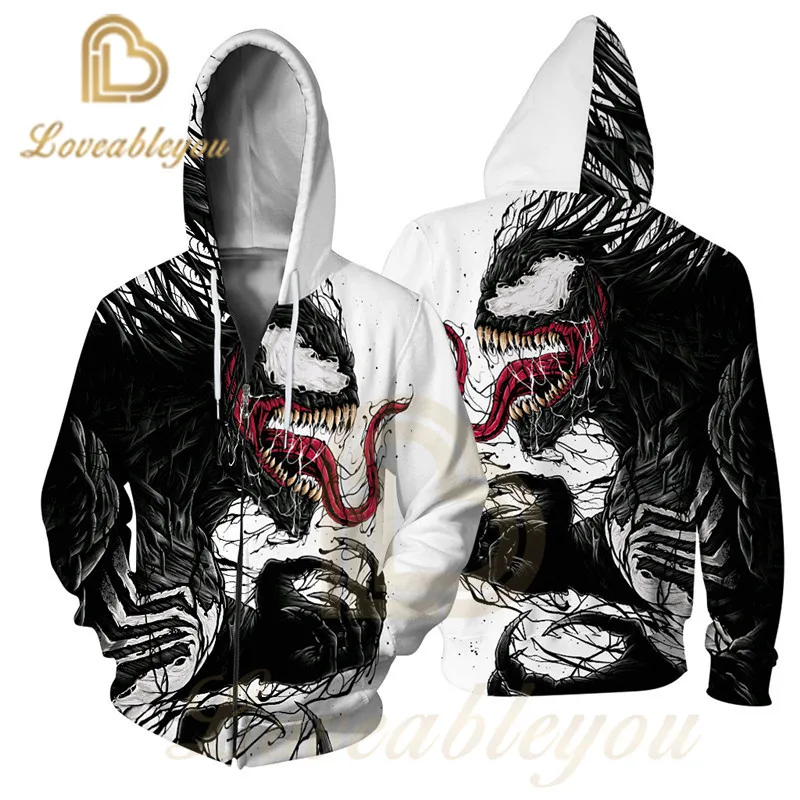 

Venom Spider-Man Hoodie Avengers Endgame Spiderman Cosplay Costume Sweatshirts Men Zipper Streetwear Off White Sudaderas Hombre