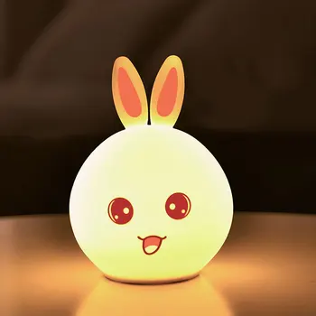 

New Style Rabbit LED Night Light for Children Baby Kids Bedside Lamp Multicolor Silicone Touch Sensor Tap Control TP899