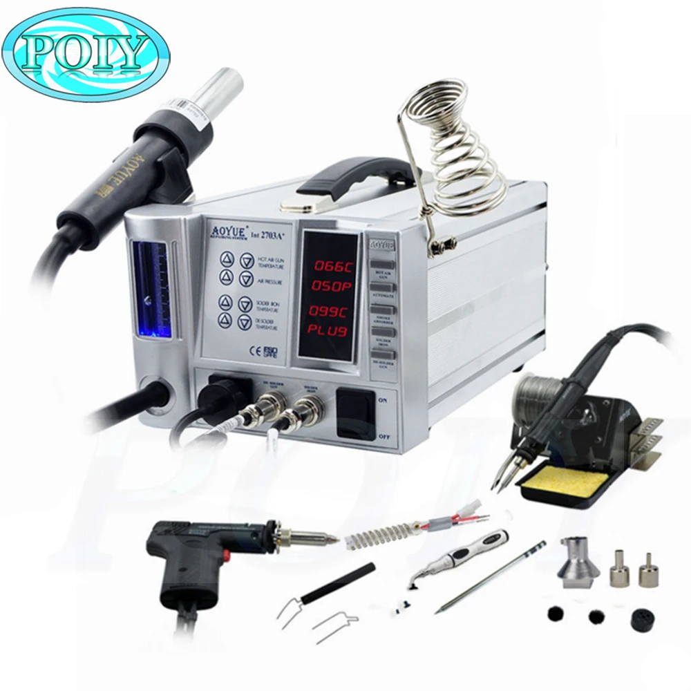 Новый продукт AOYUE 2703A + паяльная станция горячего воздуха Многофункциональный 4 в 1