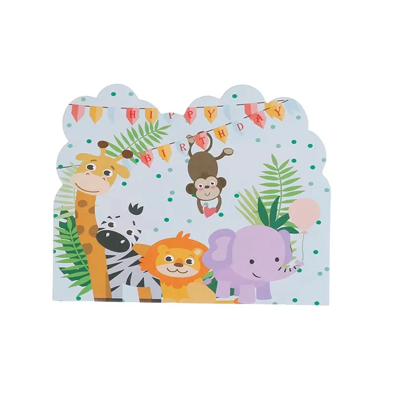10pcs X Safari Theme Invitations Cards Kids Birthday Wedding Party Invitations
