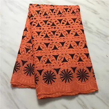 

high quality 5 yards white gold African Swiss cotton voile lace fabric with neat embroidery plus chiffon lace! 14L062334