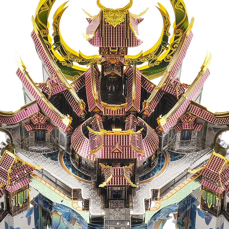 Microworld Dragon Palace model kits DIY laser cutting Jigsaw puzzle fighter model 3D metal Puzzle Toys for Children gifts 6