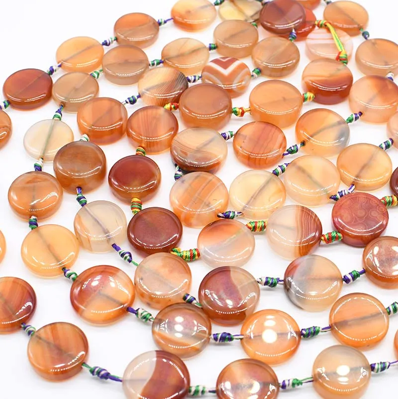 2strands/lot   23 mm Natural dark orange glossy round agate For DIY Necklace Jewelry Making Loose 15