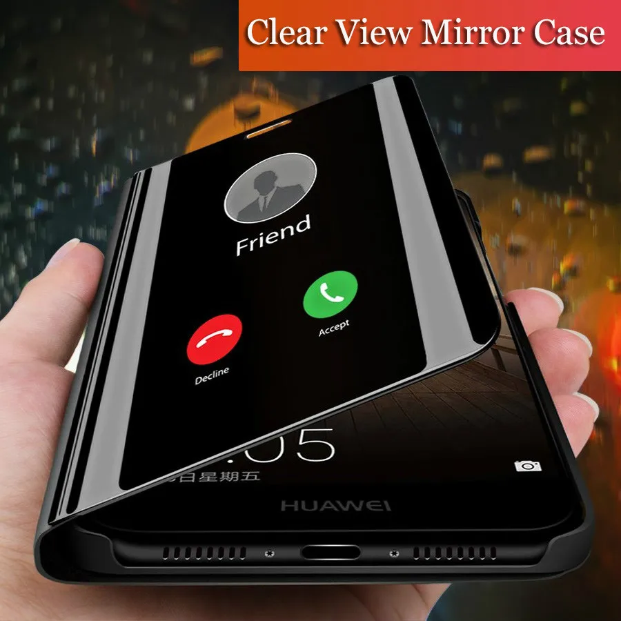 

Mirror Flip Stand Case For Huawei honor 10 9 lite 9i 8X 7A nova 3 3i 4 P Smart Mate 20 lite P30 P10 P20 liteview20 8A Y6Pro 2019