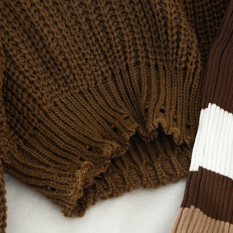 Gaganight модный вязаный женский комплект из двух предметов, однотонный короткий свитер, длинное платье в полоску, офисные женские корейские костюмы, весна-осень