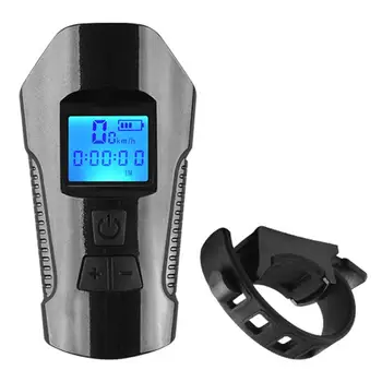 

Waterproof Bicycle Light USB Charging Bike Front Flashlight Handlebar Cycling Head Light Horn LCD Screen Speed Meter