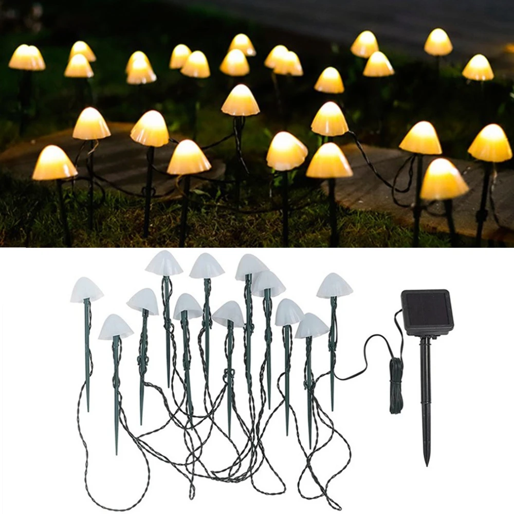 Led Solar String Light Garden Decoration Mushroom Lights Christmas