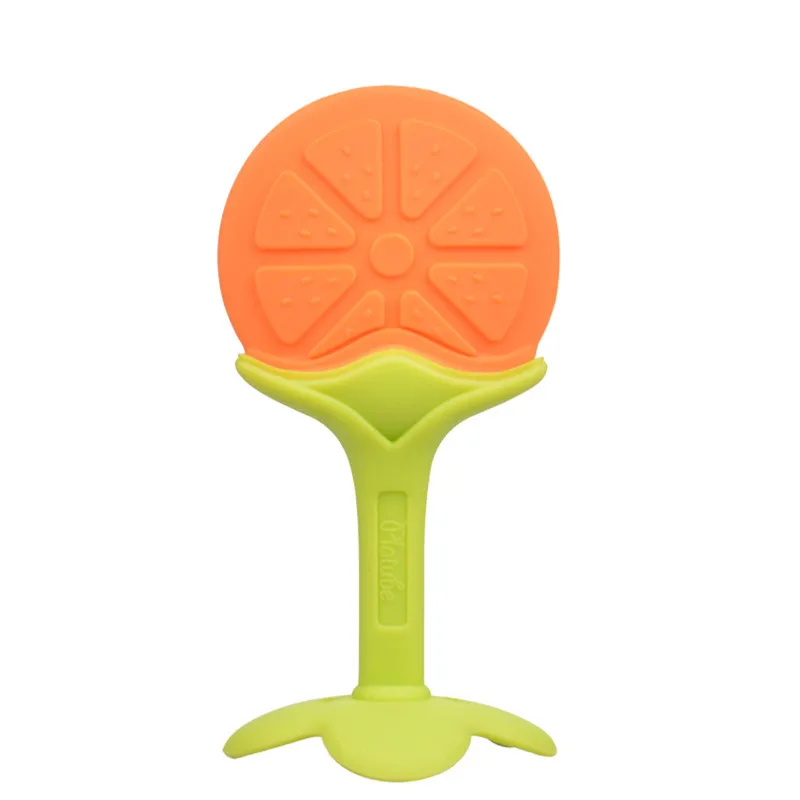 Baby cartoon three-dimensional fruit molar stick Toddlers Infants Baby Teething Toys Soft Silicone Fruit Teether Holder #4AA6 (15)