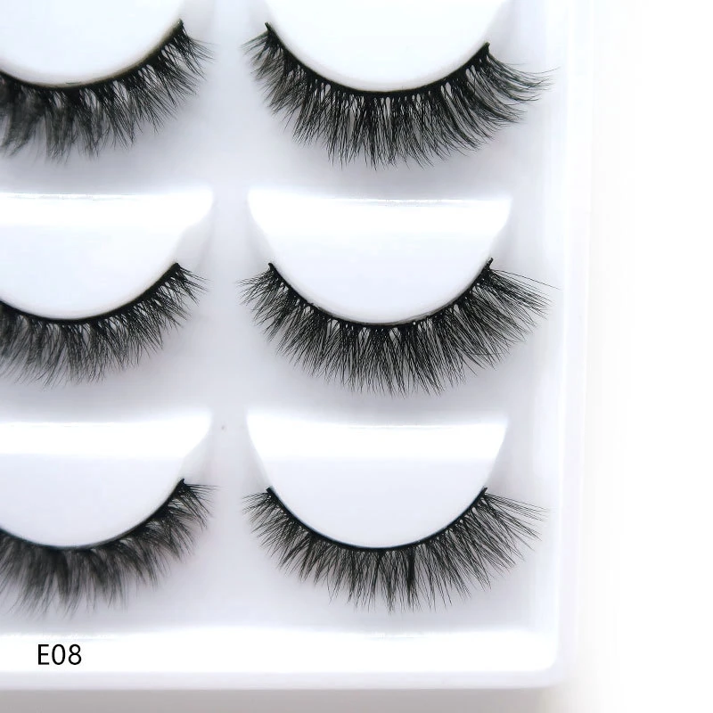 5 Pair 3D Mink False Eyelashes Makeup Long Cross Eyelash E08 3d Lashes | Красота и здоровье