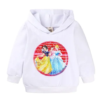 

2020 Spring Autumn Baby Girls Princess Sequin Hooded Sweatshirt Children Long Sleeve Discolored Tops T-Shirt Kids Clothes