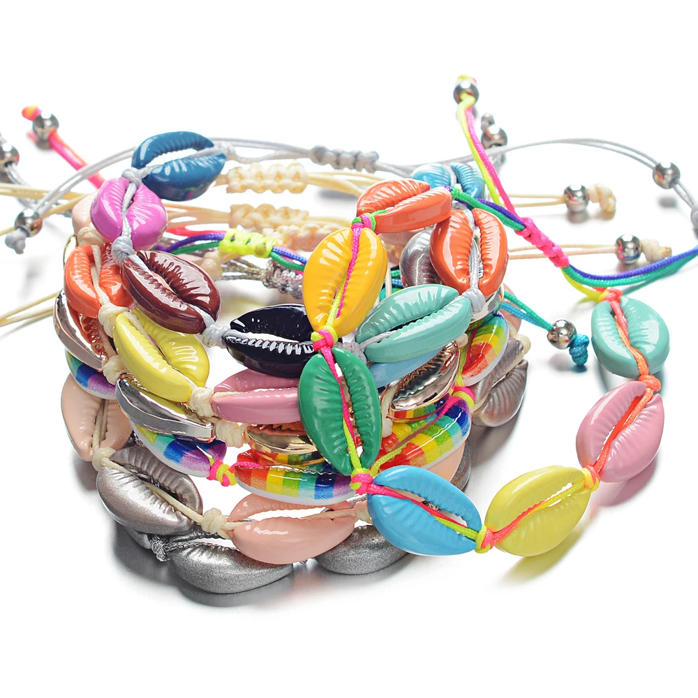 

Hot Sale Handmade Shell Made of Alloy Material Bracelet for Women Adjustable Boho Macrame Women Strand Bracelet Jewelry Gift